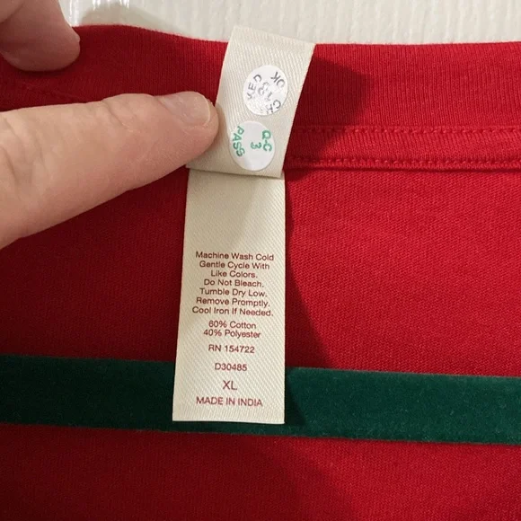 Red short sleeve nightgown with Bare Necessities gold logo on chest and sleeve - Picture 8 of 10